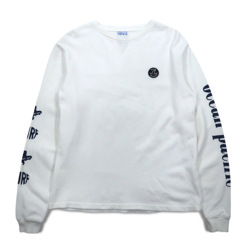 ocean pacific long sleeve t-shirt medium white cotton sleeve print
