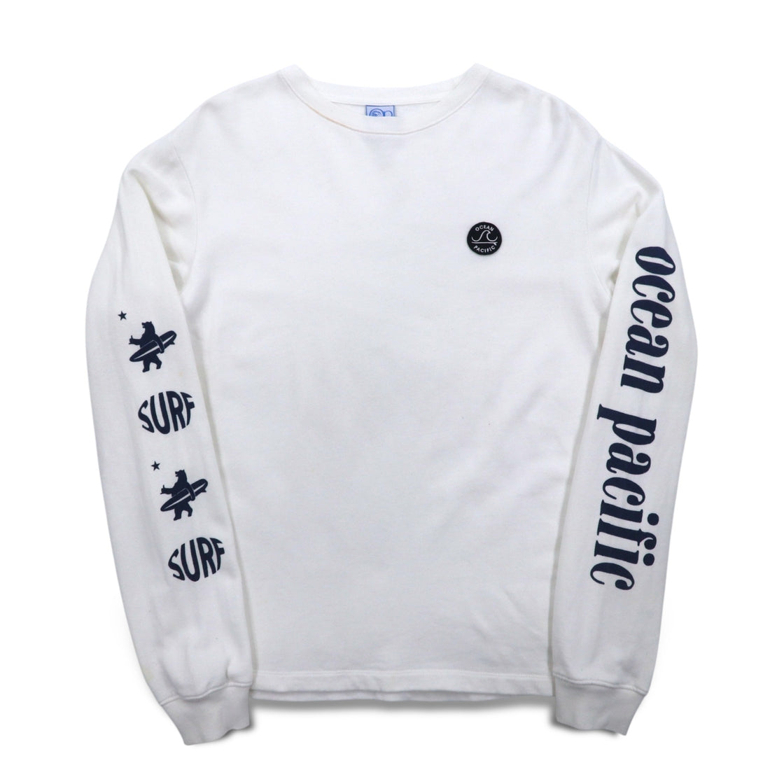 ocean pacific long sleeve t-shirt medium white cotton sleeve print