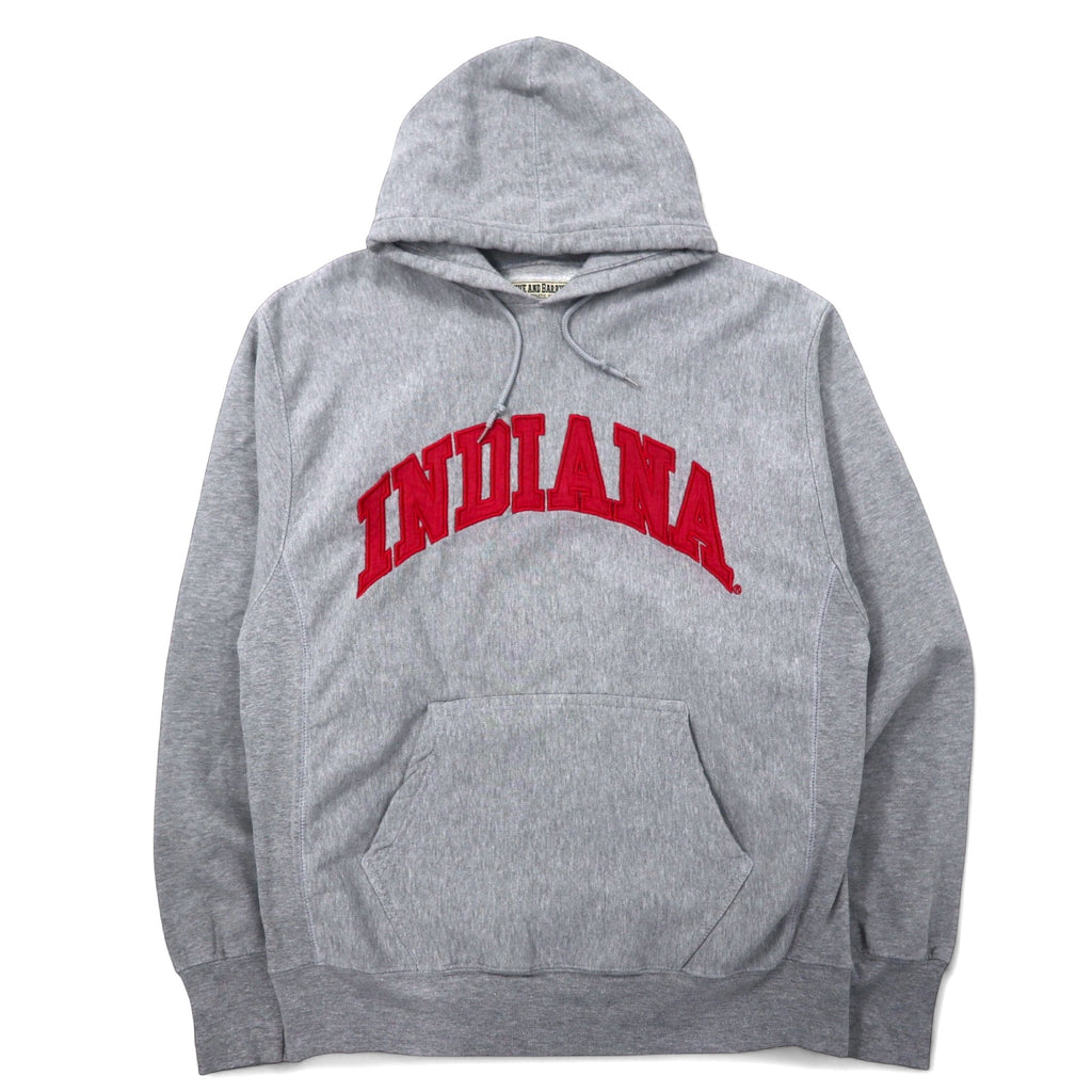 日本然リトテ-古着オンライン-90年代 STEVE AND BARRY'S リバースウィーブ プルオーバーパーカー M グレー コットン カレッジ INDIANA アーチロゴ-90's STEVE AND BARRY'S Reverse Weave Pullover Hoodie M Gray Cotton College INDIANA Arch Logo