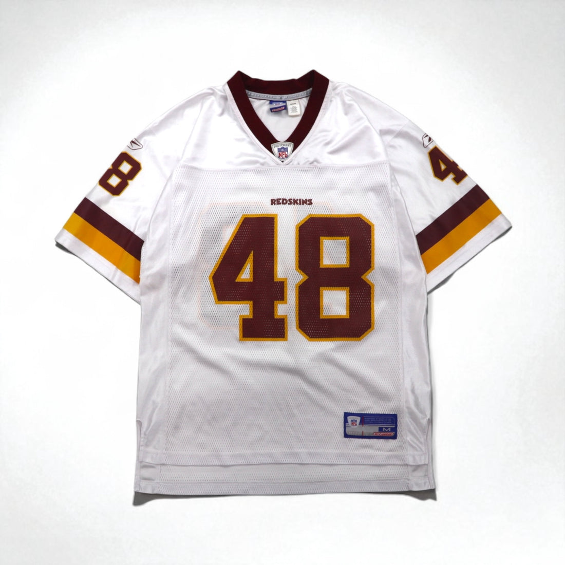 Reebok Game Shirt, Size M, White, Polyester Mesh, Numbered, NFL Washington Redskins Football Uniform