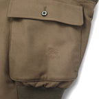 Burberrys Shawl Collar A-1 Military Jacket Blouson L Brown Ribbed Wool Knit Logo Embroidery