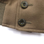 Burberrys Shawl Collar A-1 Military Jacket Blouson L Brown Ribbed Wool Knit Logo Embroidery
