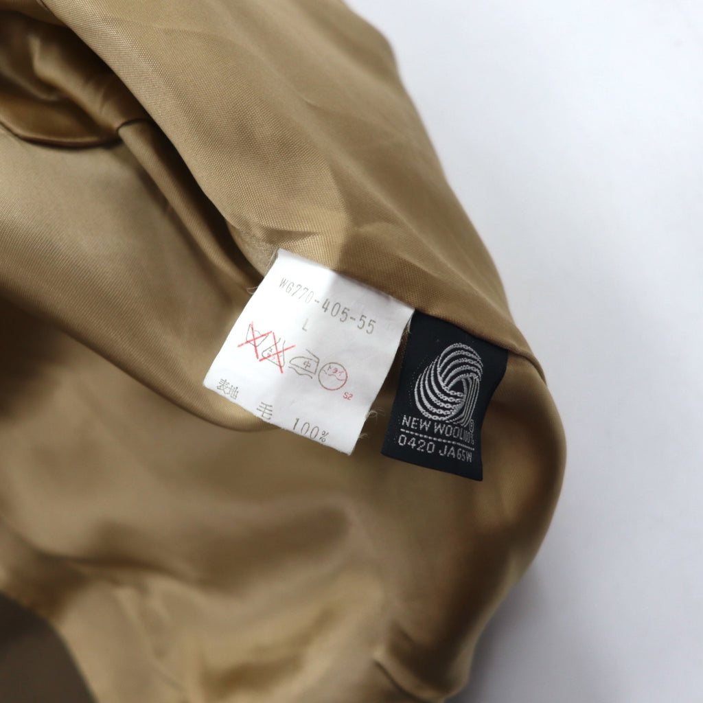 Burberrys Shawl Collar A-1 Military Jacket Blouson L Brown Ribbed Wool Knit Logo Embroidery