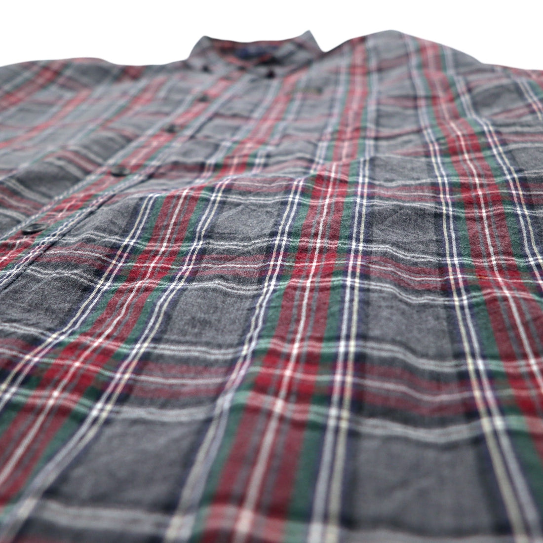 CHAPS RALPH LAUREN 90s Button-down Shirt L Gray Check Cotton Big Size