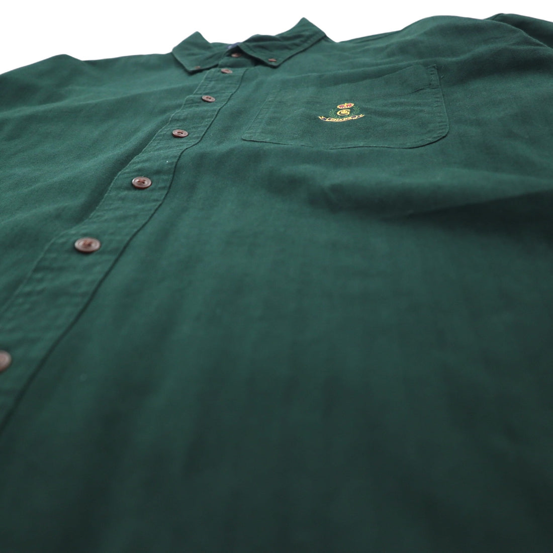 CHAPS RALPH LAUREN 90年代 ボタンダウンシャツ L グリーン コットン ロゴ刺繍 グアテマラ製