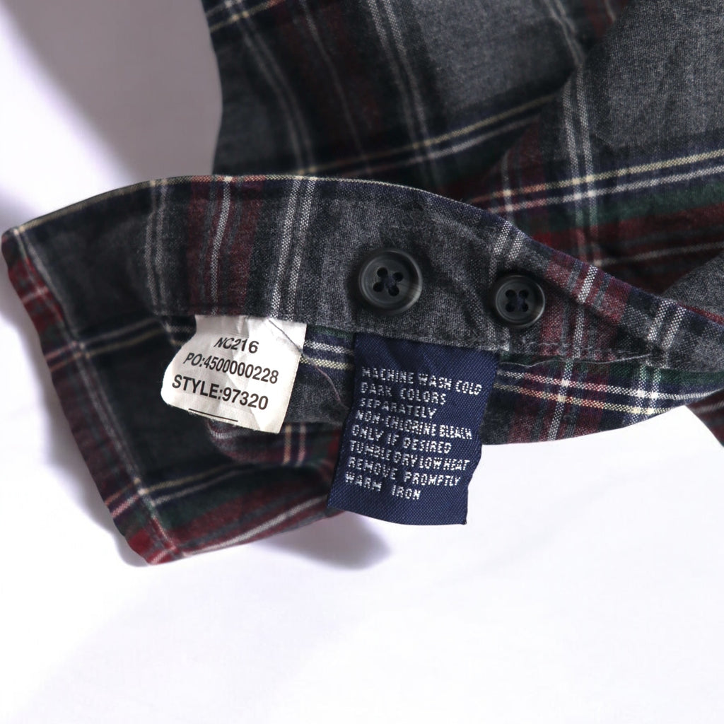 CHAPS RALPH LAUREN 90s Button-down Shirt L Gray Check Cotton Big Size