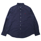 日本然リトテ-古着オンライン-RALPH LAUREN ボタンダウンシャツ XL ネイビー チェック コットン スモールポニー刺繍-Ralph Lauren Button-Down SHIRTS XL Navy CHECKED Cotton Small Pony Embroidery