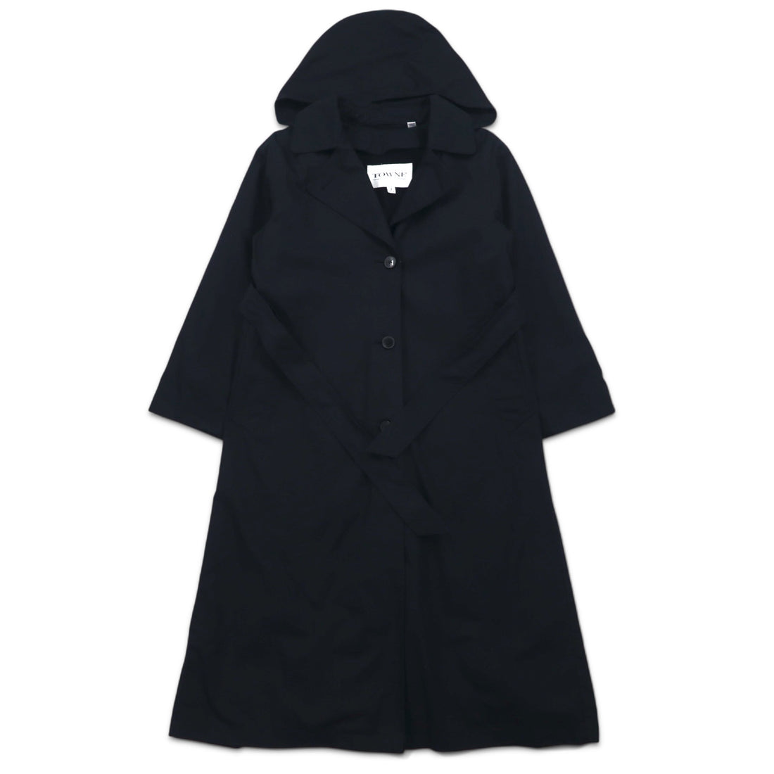 TOWNE BY LONDON FOG 90s detachable hood trench coat, M, black, polyester, cotton, detachable liner