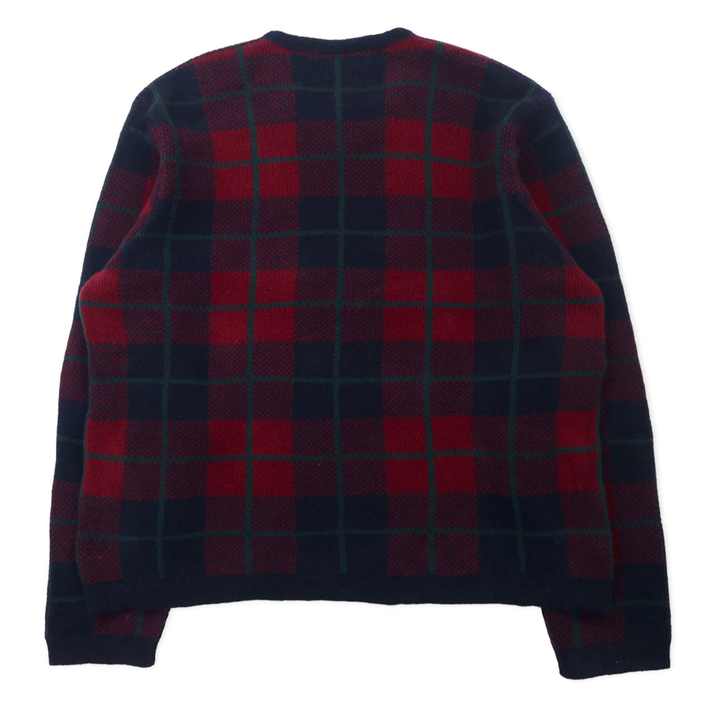Polo by Ralph Lauren V-Neck Knit Sweater XL Navy Check Lambswool