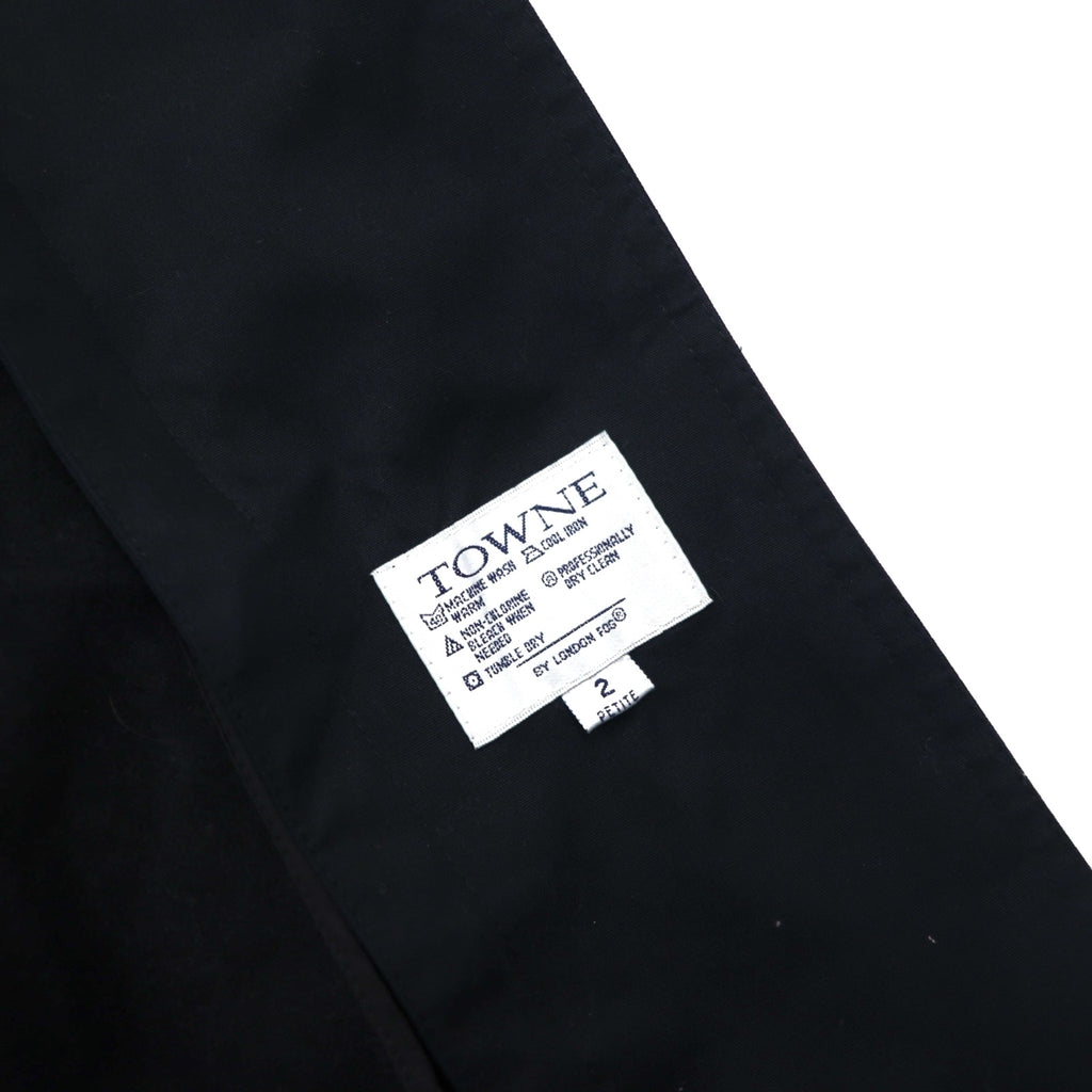 TOWNE BY LONDON FOG 90s detachable hood trench coat, M, black, polyester, cotton, detachable liner