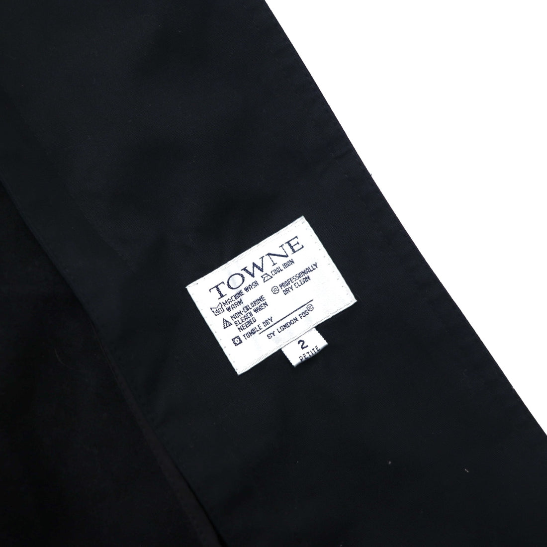 TOWNE BY LONDON FOG 90s detachable hood trench coat, M, black, polyester, cotton, detachable liner