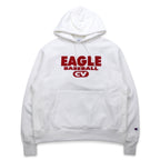 Champion Reverse Weave Pullover Hoodie 2XL White Cotton Fleece Lining EAGLE BASEBALL Blue Single Tag Reprint Made in Honduras