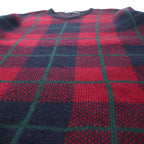 Polo by Ralph Lauren V-Neck Knit Sweater XL Navy Check Lambswool