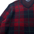 Polo by Ralph Lauren V-Neck Knit Sweater XL Navy Check Lambswool