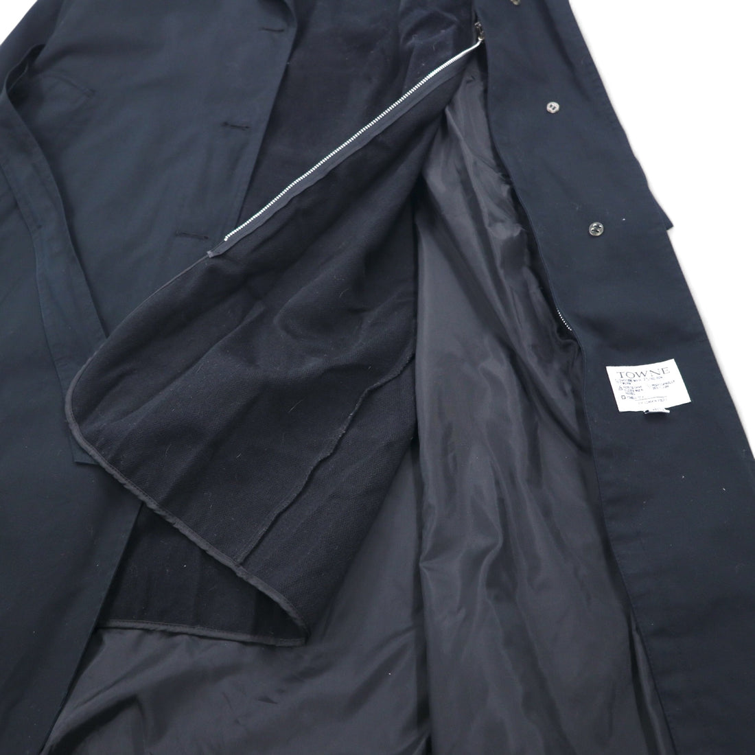 TOWNE BY LONDON FOG 90s detachable hood trench coat, M, black, polyester, cotton, detachable liner