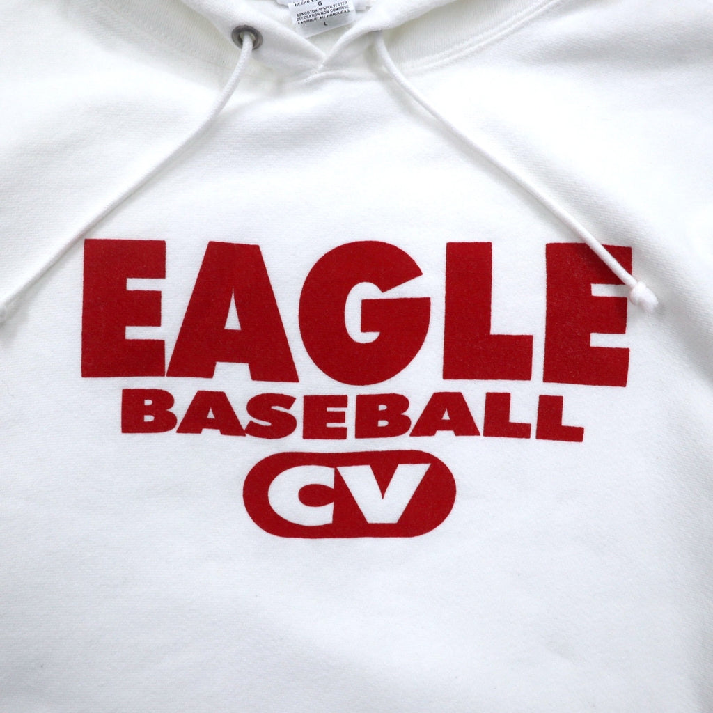 Champion Reverse Weave Pullover Hoodie 2XL White Cotton Fleece Lining EAGLE BASEBALL Blue Single Tag Reprint Made in Honduras
