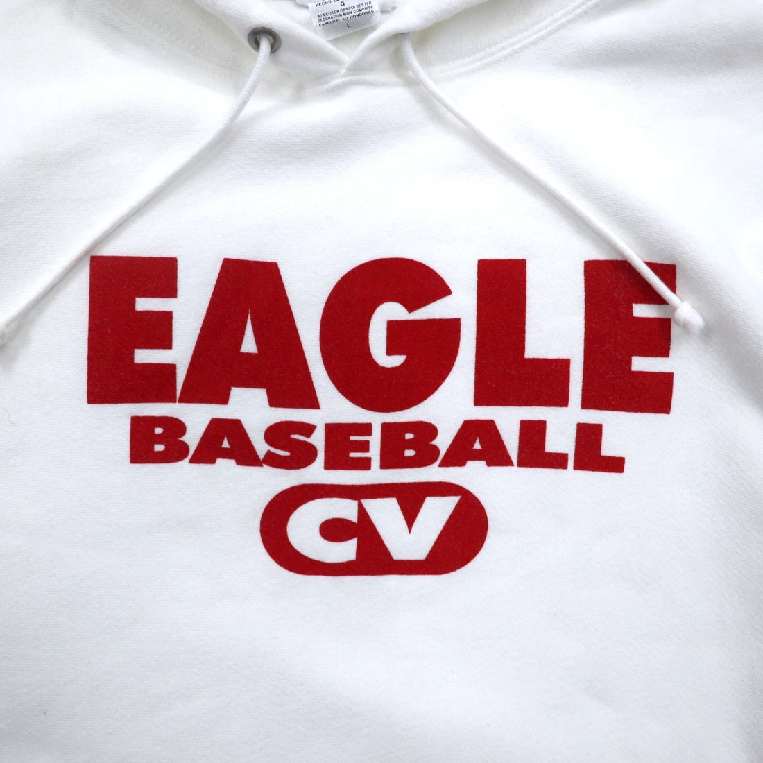 Champion Reverse Weave Pullover Hoodie 2XL White Cotton Fleece Lining EAGLE BASEBALL Blue Single Tag Reprint Made in Honduras