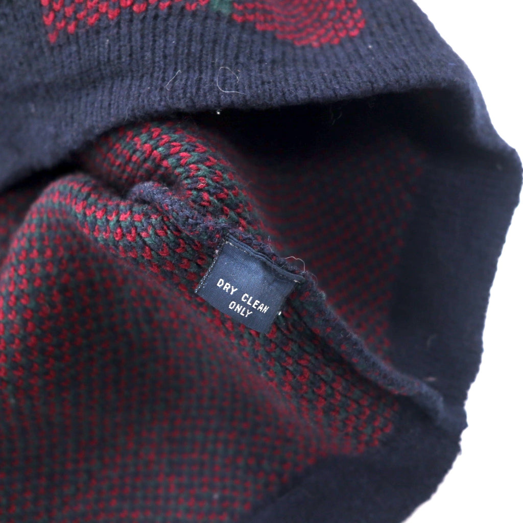 Polo by Ralph Lauren V-Neck Knit Sweater XL Navy Check Lambswool