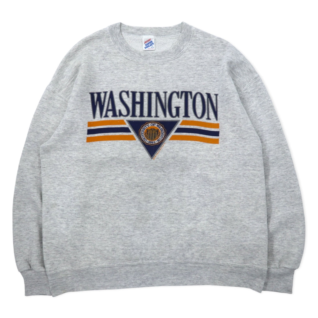 日本然リトテ-古着オンライン-JERZEES USA製 90年代 カレッジ プリント スウェット XL グレー コットン WASHINGTON-JERZEES USA Made 90's College Print Sweatshirt XL Gray Cotton WASHINGTON