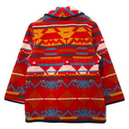Made in USA 80s Ashley Scott Chimayo Shawl Collar Rug Jacket XL Red Native Wool Concho Button