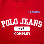 POLO JEANS COMPANY RALPH LAUREN 90s Two-Tone Docking T-Shirt, Size L, Red and Navy, Cotton