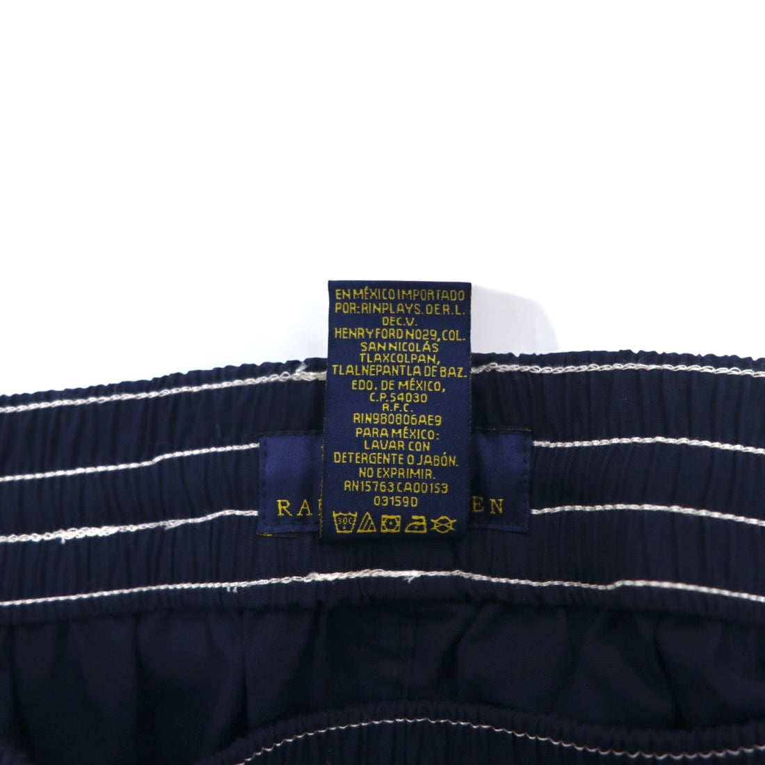 POLO RALPH LAUREN Logo Print Easy Pants S Navy Yellow Cotton Big Pony