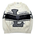 Vintage 90s Japan Made Street Sweater LESHURON SPORTS UOMO Embroidered Knit Sweater XL White