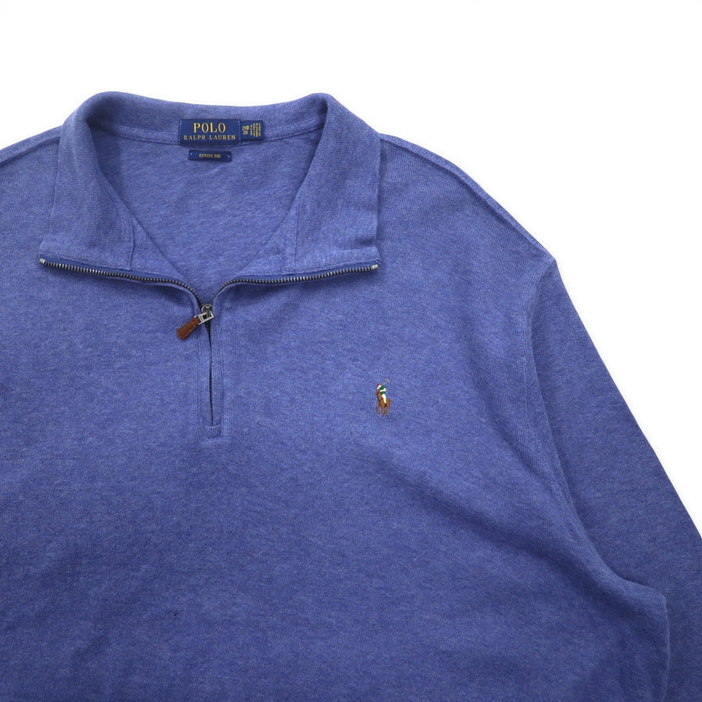 POLO RALPH LAUREN Half-Zip Sweatshirt 2XL Blue ESTATE RIB Small Pony Embroidery