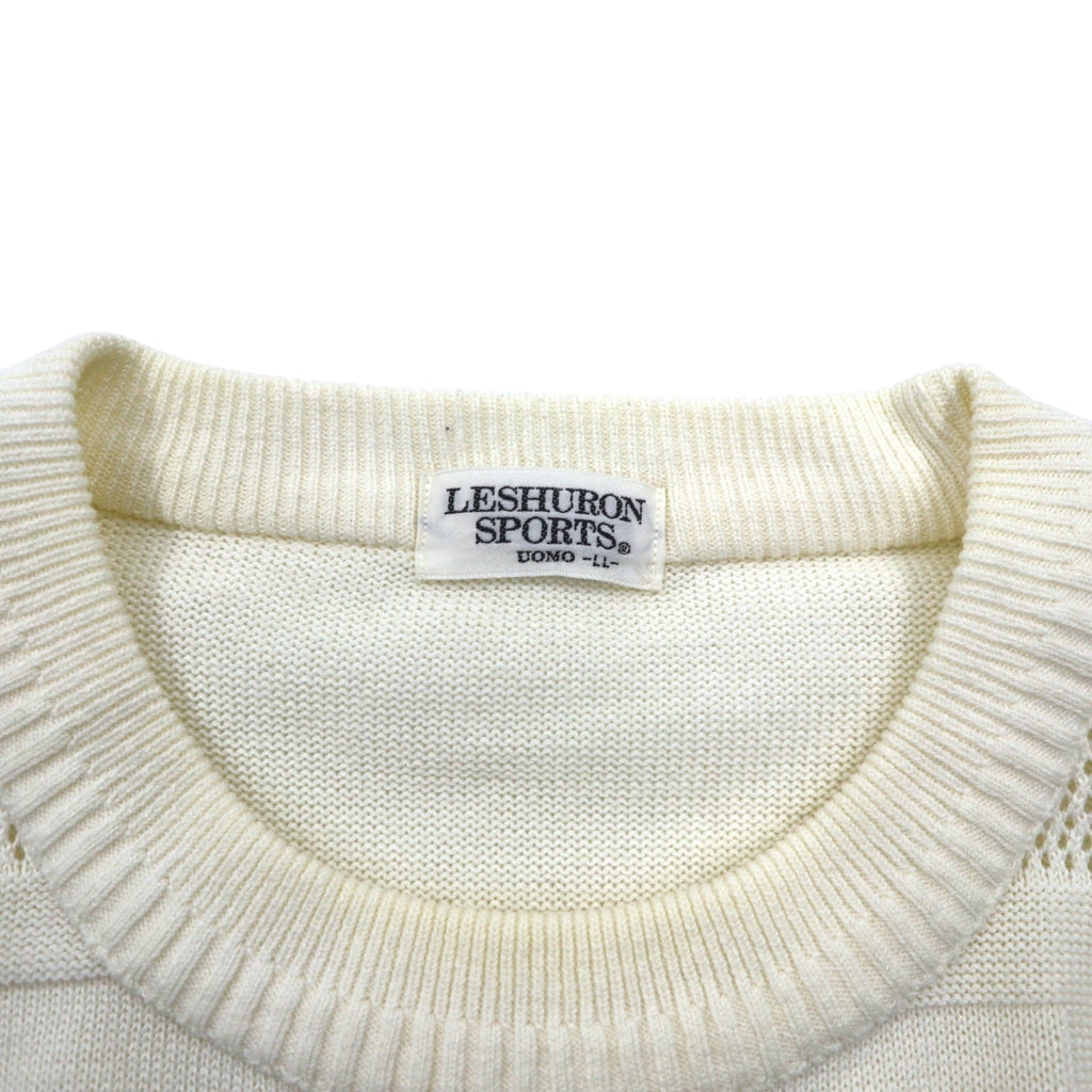 Vintage 90s Japan Made Street Sweater LESHURON SPORTS UOMO Embroidered Knit Sweater XL White