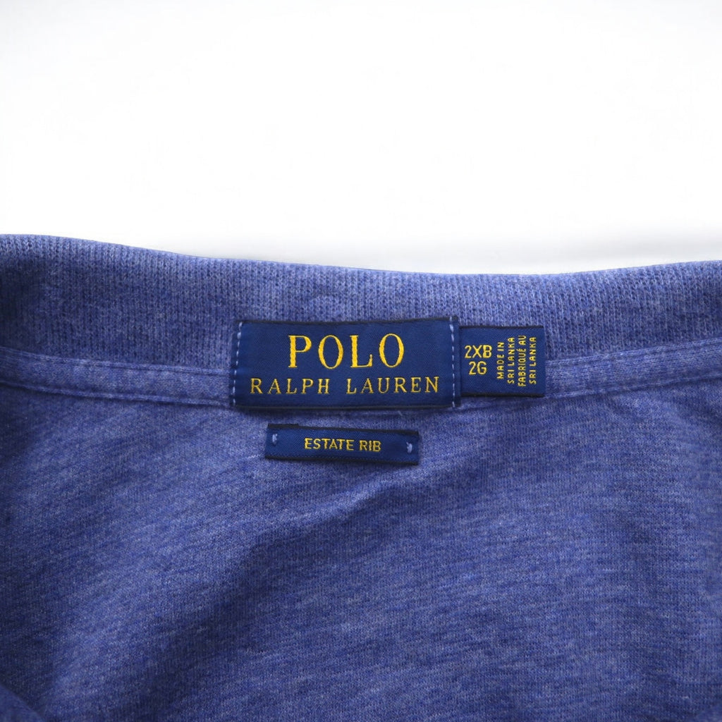POLO RALPH LAUREN Half-Zip Sweatshirt 2XL Blue ESTATE RIB Small Pony Embroidery