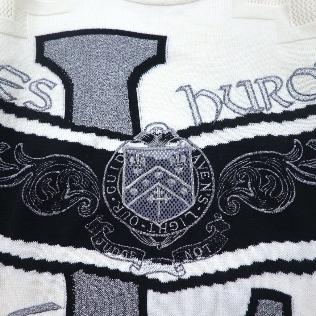 Vintage 90s Japan Made Street Sweater LESHURON SPORTS UOMO Embroidered Knit Sweater XL White