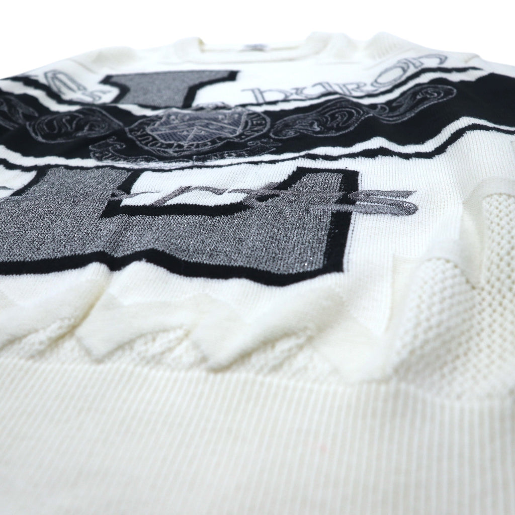 Vintage 90s Japan Made Street Sweater LESHURON SPORTS UOMO Embroidered Knit Sweater XL White