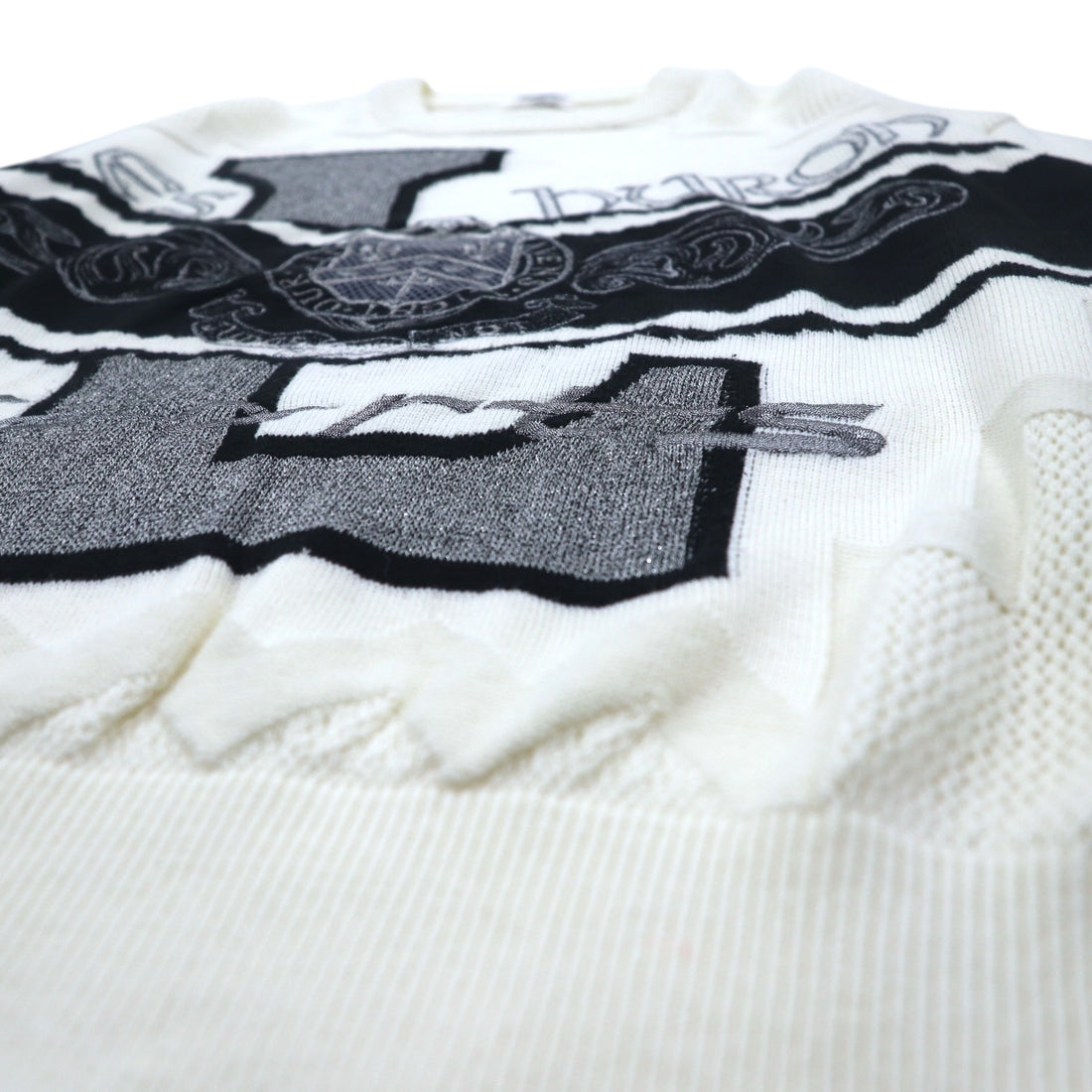 Vintage 90s Japan Made Street Sweater LESHURON SPORTS UOMO Embroidered Knit Sweater XL White