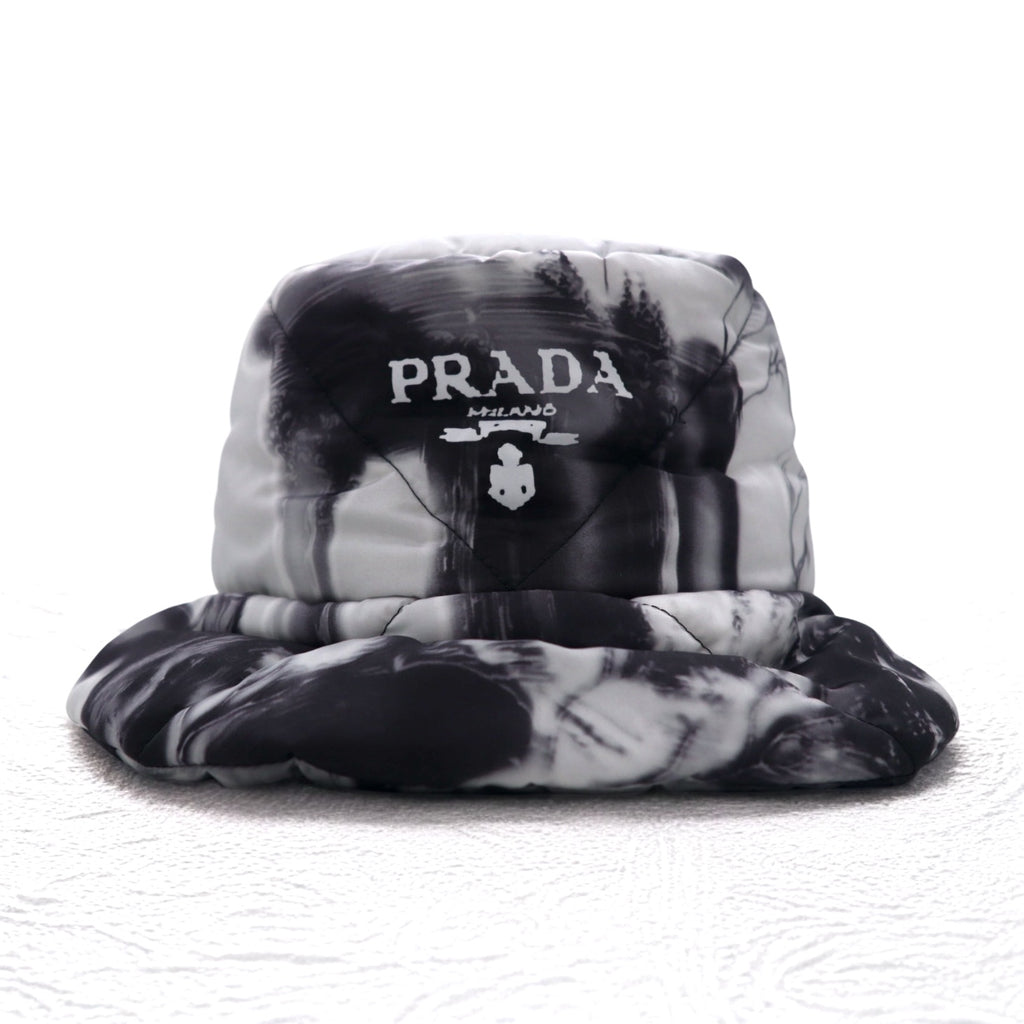 PRADA Padded Re-Nylon Bucket Hat L, Quilted, Grey, Print, 2HC252