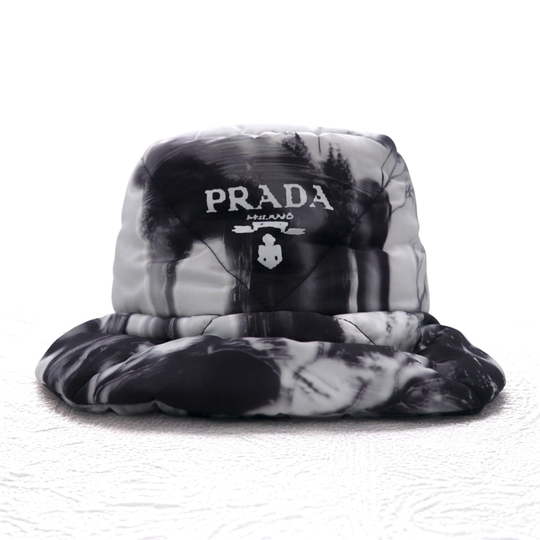 PRADA Padded Re-Nylon Bucket Hat L, Quilted, Grey, Print, 2HC252