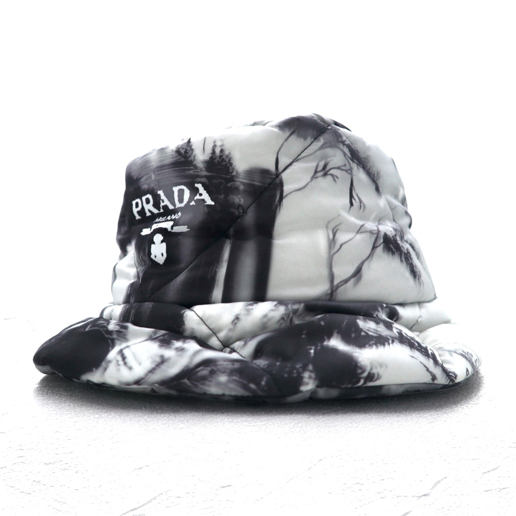 PRADA Padded Re-Nylon Bucket Hat L, Quilted, Grey, Print, 2HC252