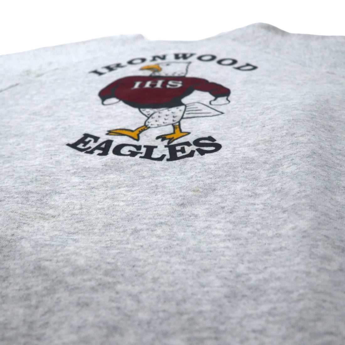 Hanes USA製 90年代 ACTIVEWEAR フットボール プリント スウェット XL グレー コットン IRON WOOD EAGLES