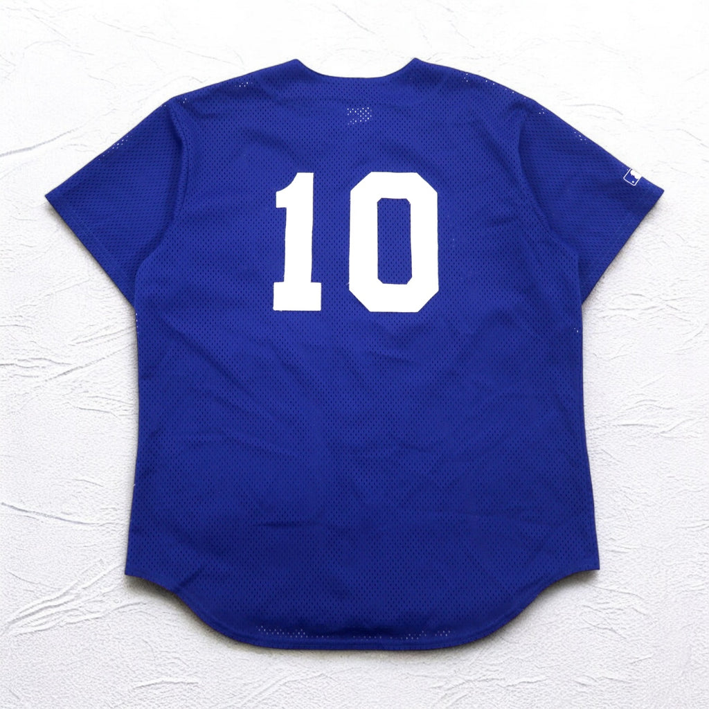 majestic 90年代 USA製 メッシュ ベースボールシャツ L ブルー MLB Champions PUB ナンバリング