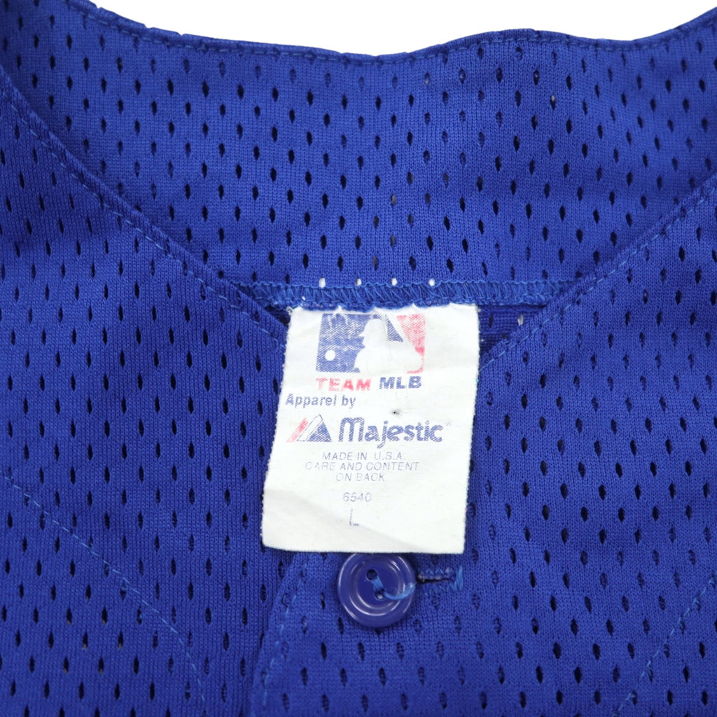 majestic 90年代 USA製 メッシュ ベースボールシャツ L ブルー MLB Champions PUB ナンバリング