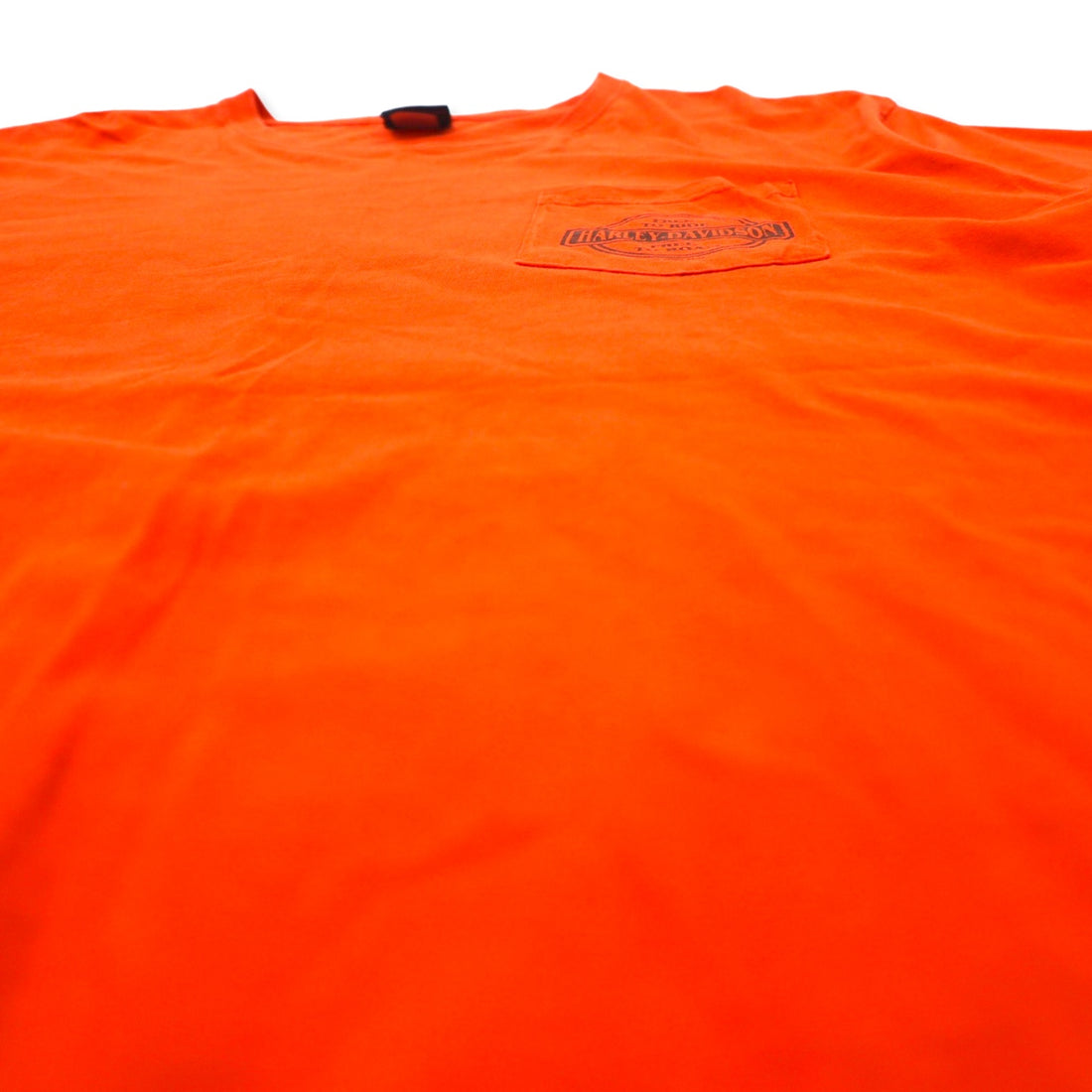 HARLEY DAVIDSON ロゴプリント Tシャツ ポケT 2XL オレンジ コットン FORT WAYNE, INDIANA ビッグサイズ