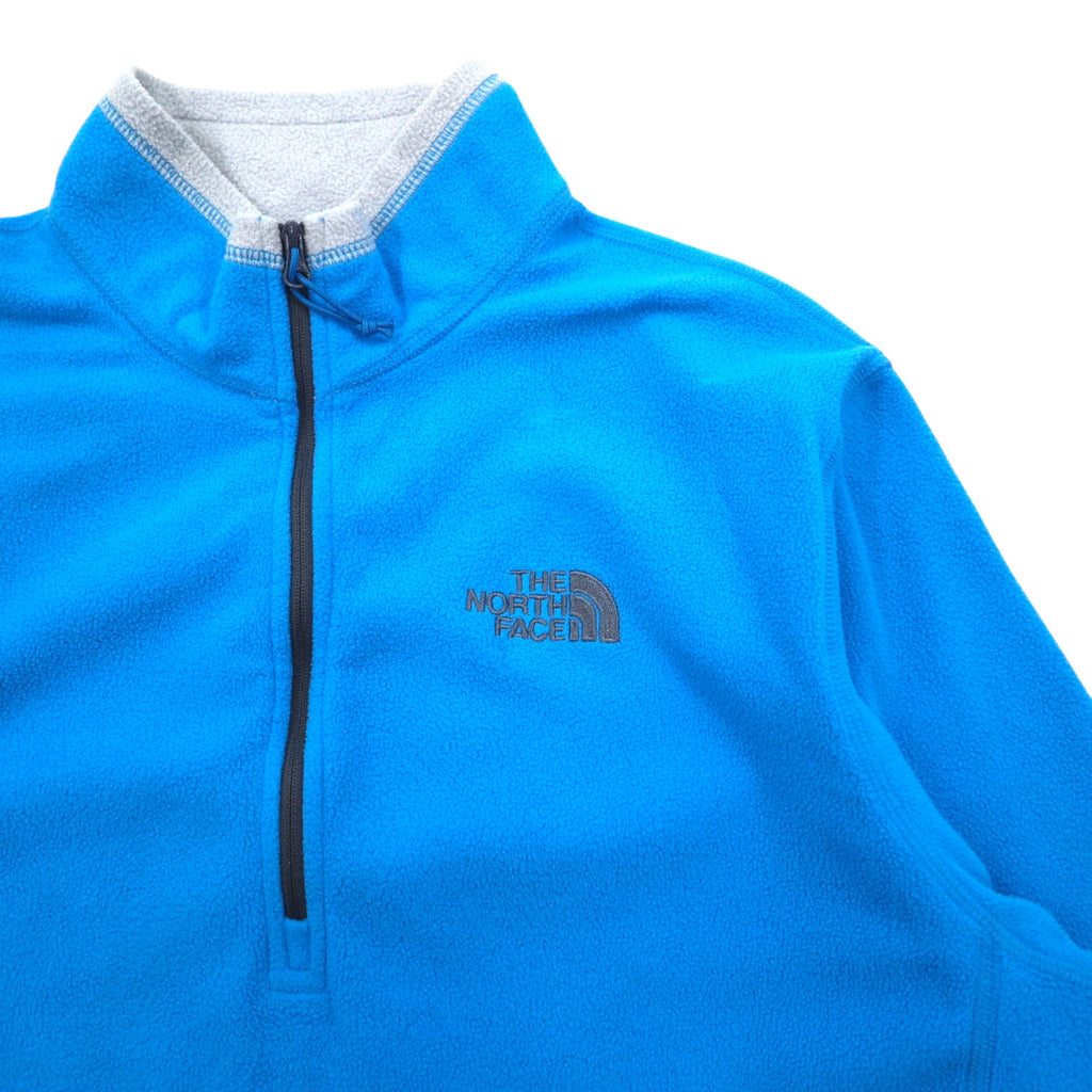 THE NORTH FACE Half Zip Fleece Jacket M Blue Polyester Embroidered Logo International Standard