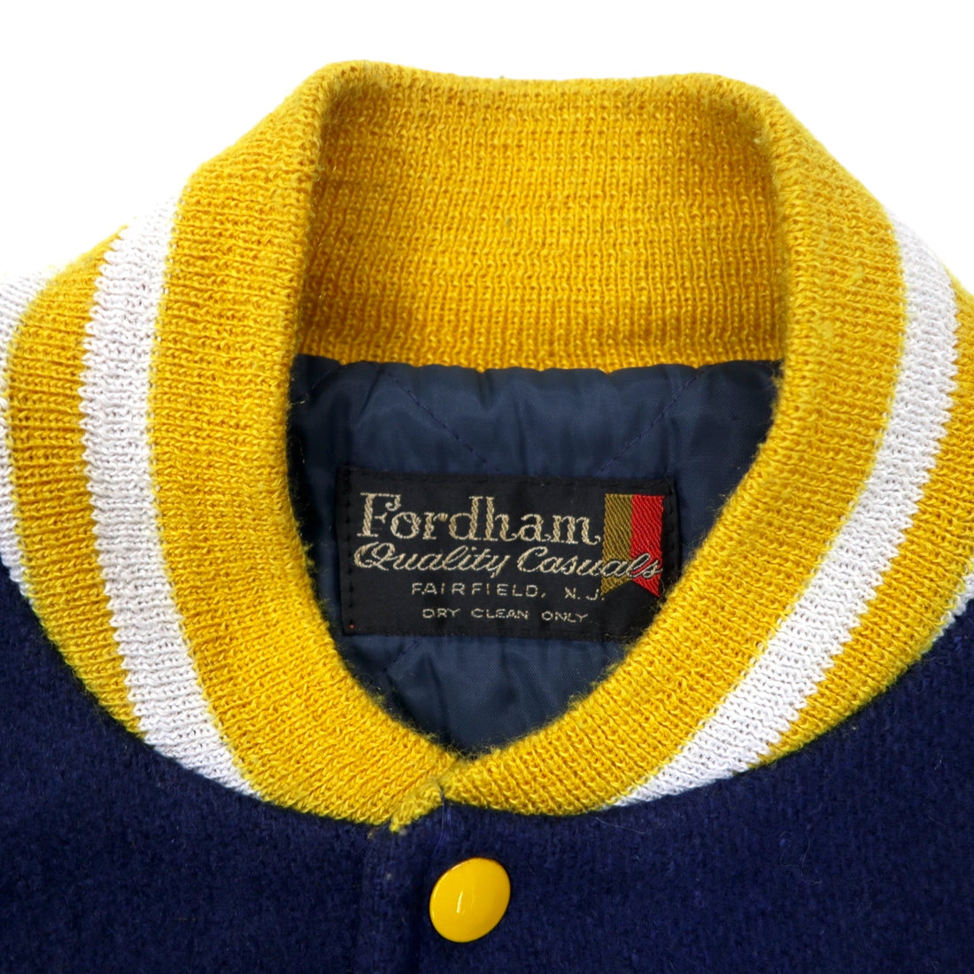 80s Fordham Varsity Jacket Award Jacket XL Navy Wool BRADWELL BAND Tiger