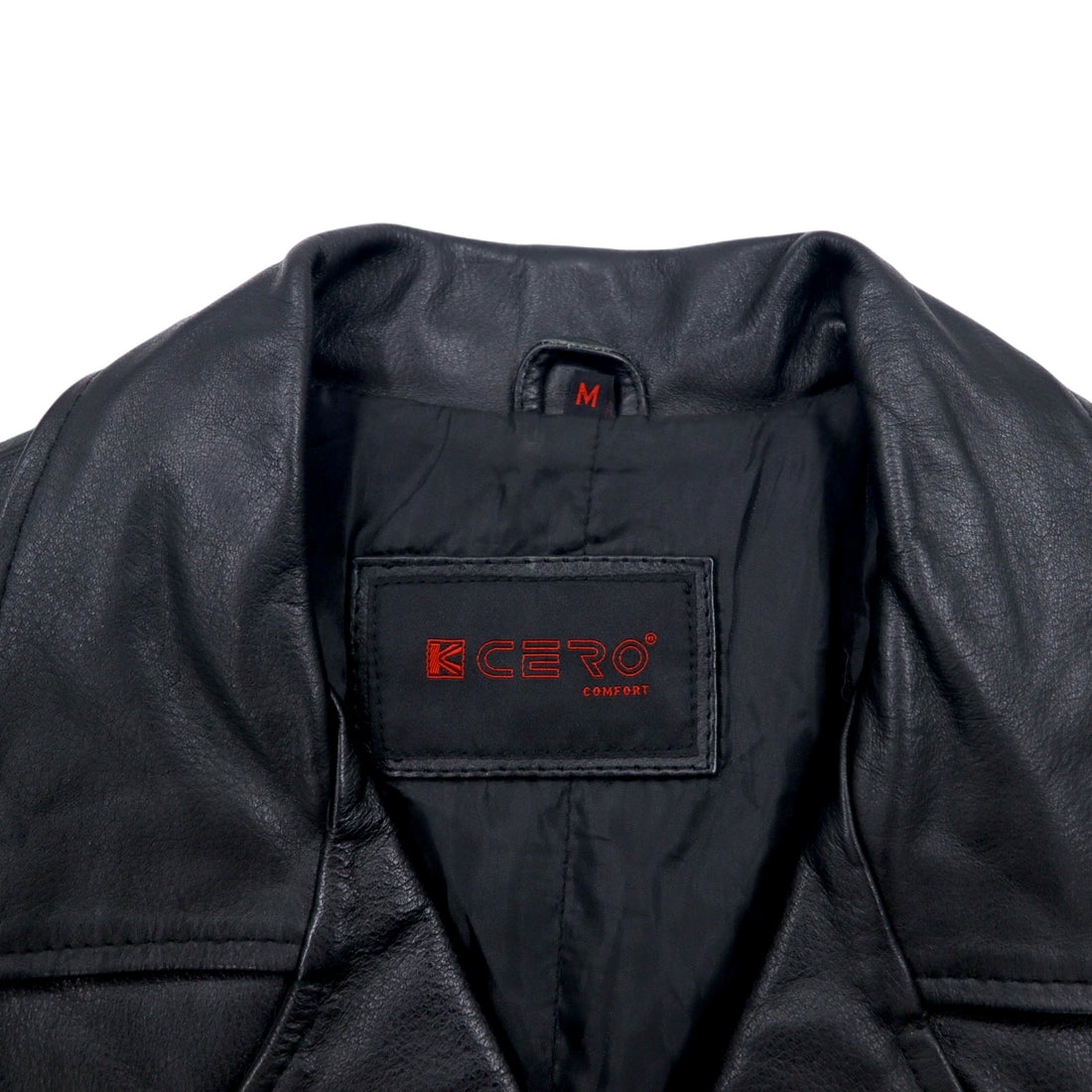 KCERO COMFORT 90s Leather Jacket Car Coat M Black Leather