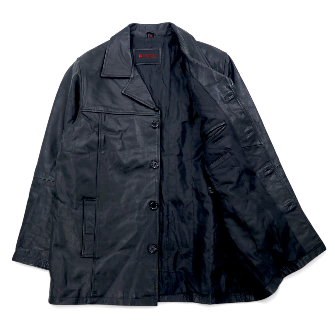 KCERO COMFORT 90s Leather Jacket Car Coat M Black Leather
