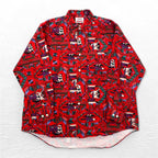 Vintage Japan Made Retro Shirt CALICO BALL ネイティブ柄 シャツ FREE レッド 日本製