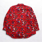 Vintage Japan Made Retro Shirt CALICO BALL ネイティブ柄 シャツ FREE レッド 日本製