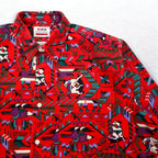 Vintage Japan Made Retro Shirt CALICO BALL ネイティブ柄 シャツ FREE レッド 日本製