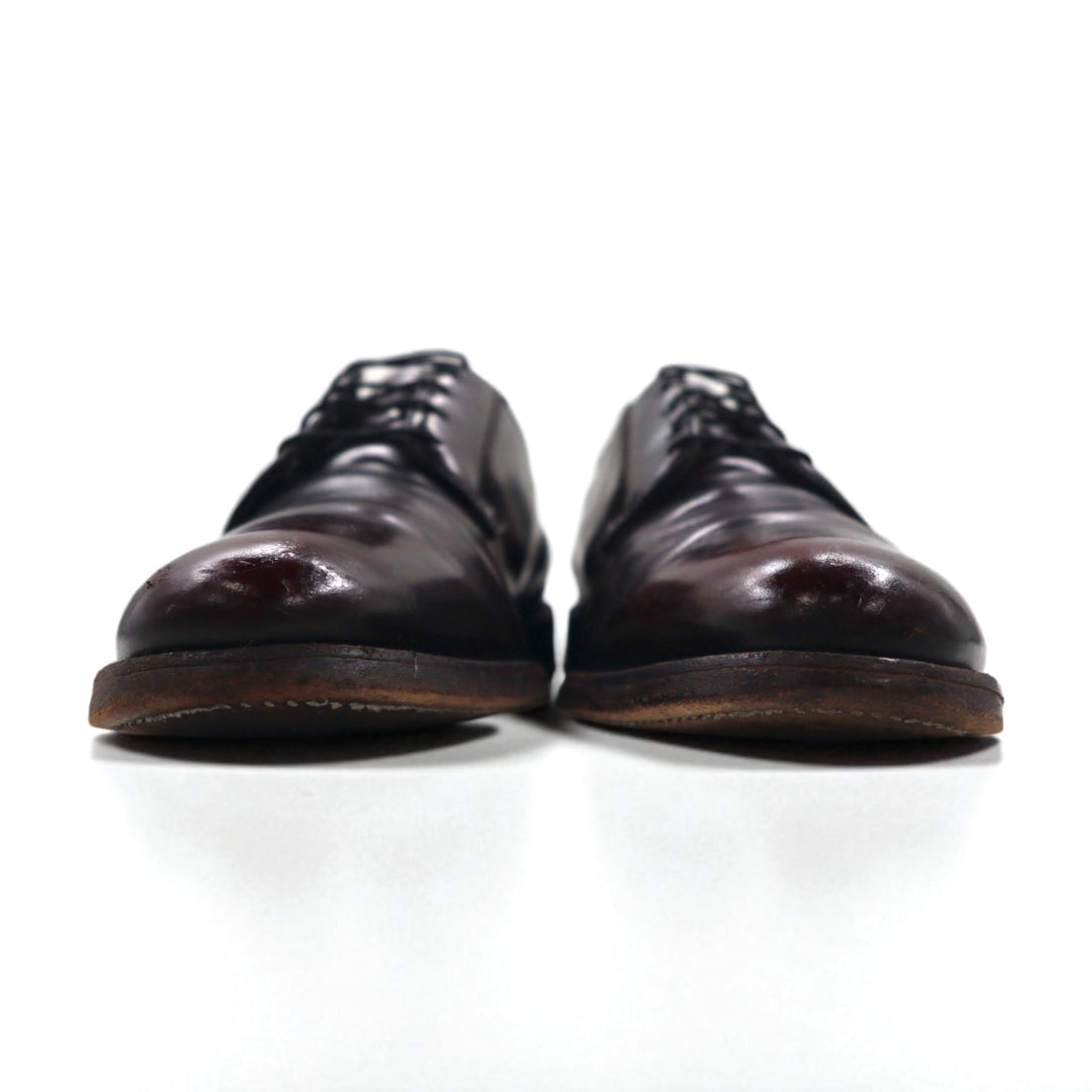 THE FLORSHEIM SHOE 1980s Plain-Toe Derby Dress Shoes, Size 29cm, Bordeaux Leather, 30834