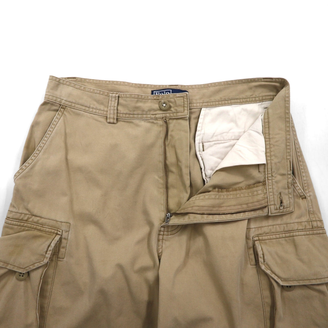 Polo by Ralph Lauren 90s Polo Chino Short Cargo Pants, Size M, Beige, Cotton