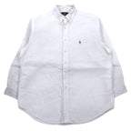 日本然リトテ-古着オンライン-Ralph Lauren 90年代 オックスフォード ボタンダウンシャツ XL ホワイト コットン YARMOUTH スモールポニー 刺繍-Ralph Lauren 90's Oxford button-down Shirts XL White Cotton YARMOUTH Small Pony Embroidery